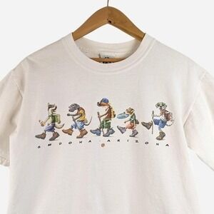Vintage 90s Sedona Arizona 100% Cotton Graphic T-Shirt Hiking Dogs Print Medium